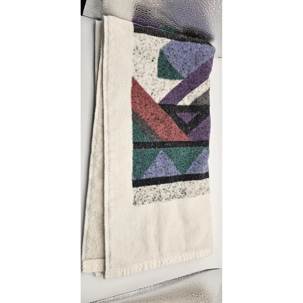 Vintage Springs Bath Fashion Hand Towel Green Purple Geometric 16x29